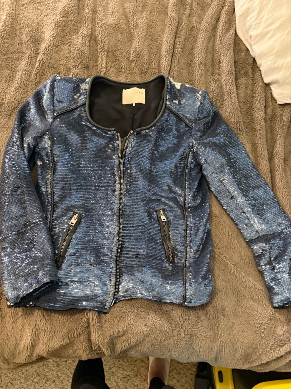Women’s Sequin Zip Front Jacket - Blue